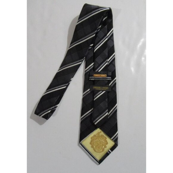 Donald J. Trump Signature Collection Necktie Tie Black Silver & Ivory Striped - Picture 2 of 3